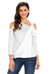 Sexy White Asymmetric Draped Cold Shoulder Top